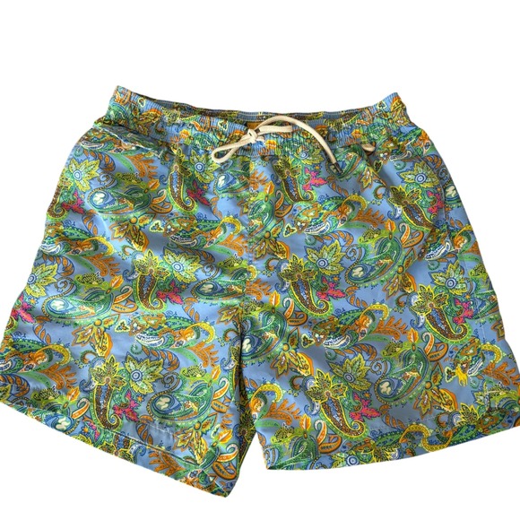Polo Ralph Lauren Swim Trunks Men's Paisley Blue Drawstring Swimwear 34(XL) - Picture 1 of 12